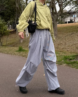 Color-block striped pants