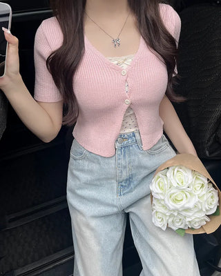 Two-button cropped cardigan