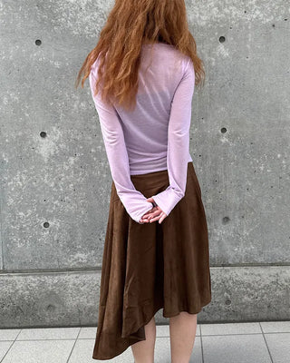 Round neck sheer long sleeve