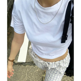 Basic cropped short-sleeved T-shirt