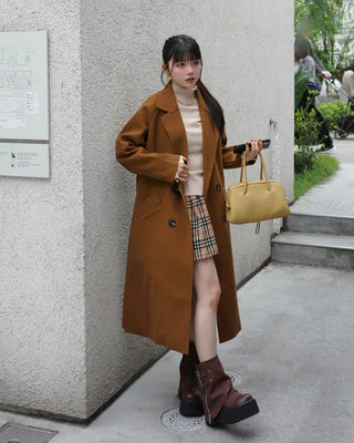 Double-breasted long coat