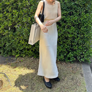 Satin long skirt