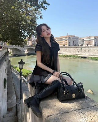Double-breasted, oversized collar shirt