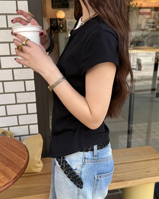 Layered Button T-Shirt