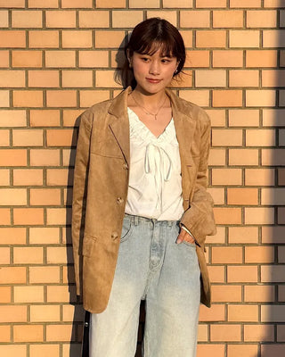 Loose-fit suede jacket