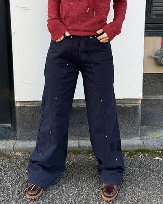Side Yoke Wide Cotton Pants