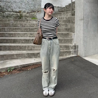 Striped cropped T-shirt