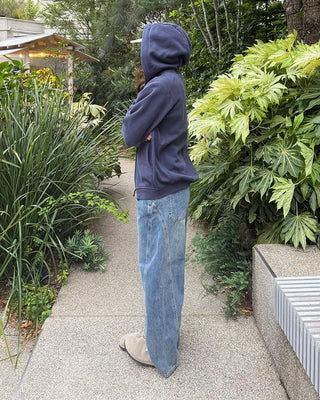Wide-leg denim pants with a striped design