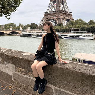 Halter neck frill mini dress
