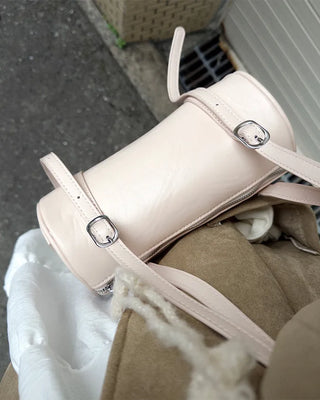 Faux leather buckle shoulder bag