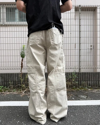 Side-panel wide cotton pants