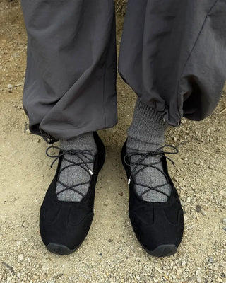 Suede lace-up ballet sneakers
