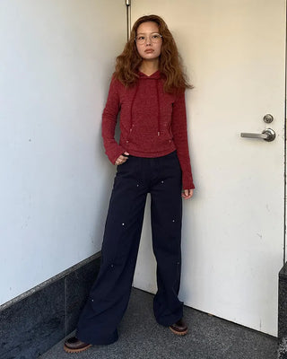 Slim-fit knit hoodie