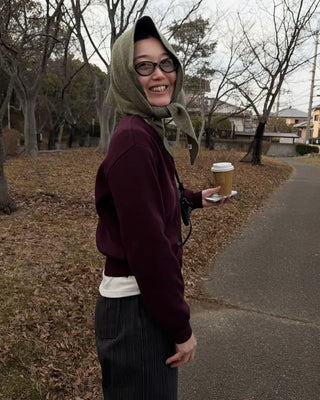 Wool round neck cardigan