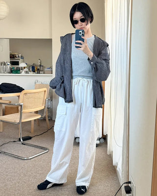Checked hooded shirt
