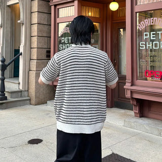 Color Button Border Knit