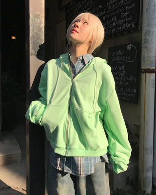 Color Point Zip Hoodie