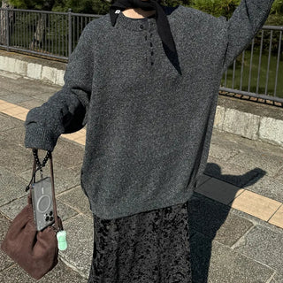 Simple Henley Neck Knit