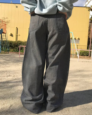 Striped denim pants