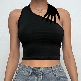 Halter palm pattern backless crop top