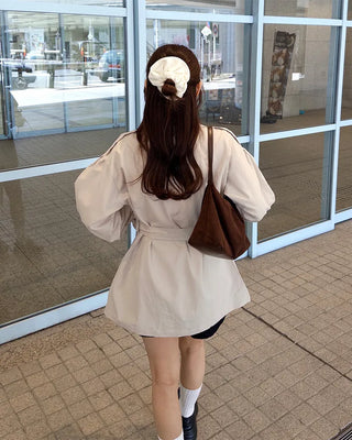 Double-breasted half trench coat