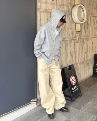 Fleece-lined hooded zip-up parka
