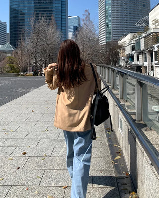 Three-button suede jacket