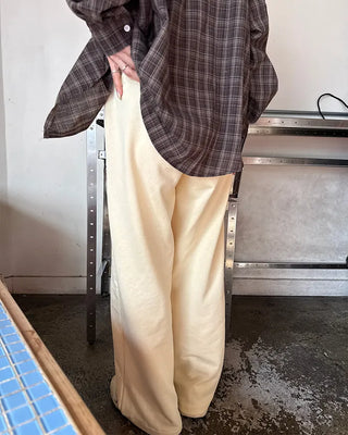 Wide-leg pants with waist ribbon