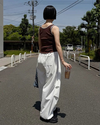Two-tone ribbed tank top