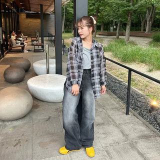 Loose check shirt