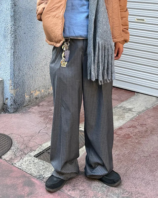 Two-pleat striped slacks