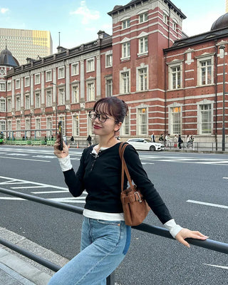 Layered long-sleeve T-shirt