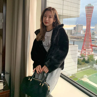 High-neck fur jacket