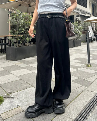 Belted wide sweatpants