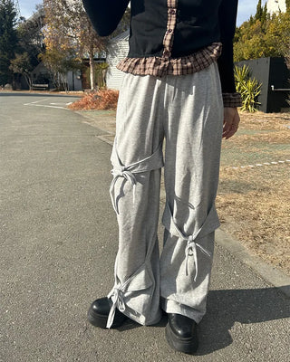 Easy pants with waist string ribbon detail