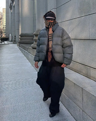 Eco-leather oversized padded jacket