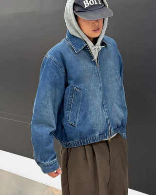 Stitch design denim blouson