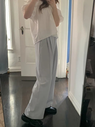 [6 colors] Pleated wide-leg slacks