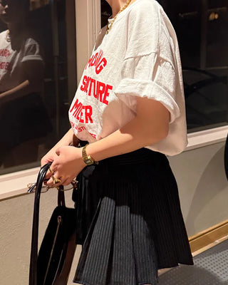 morning lettering half-sleeve T-shirt
