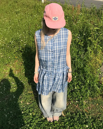 Checkered frill ribbon dress