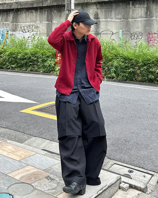 Button-collar knit cardigan