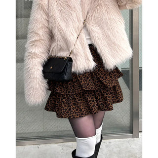 Leopard print mini skirt