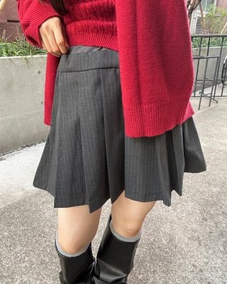 Pinstripe pleated mini skirt