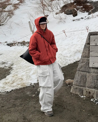 Oversized hooded down jacket