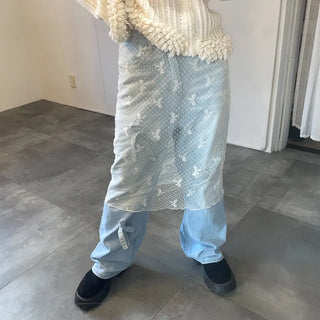Ribbon tulle layered skirt