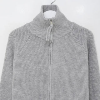 Ribbed zip-up cardigan