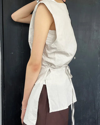 Shirred sleeveless blouse