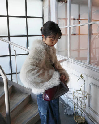 Crop fur jacket