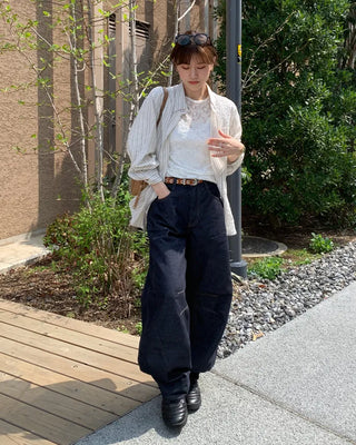 Slit denim pants