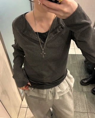 Striped layered T-shirt